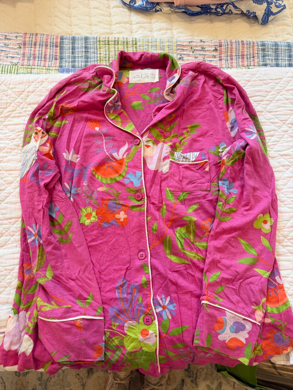 Women’s Floral Pink Cotton Pajama Top - Brand